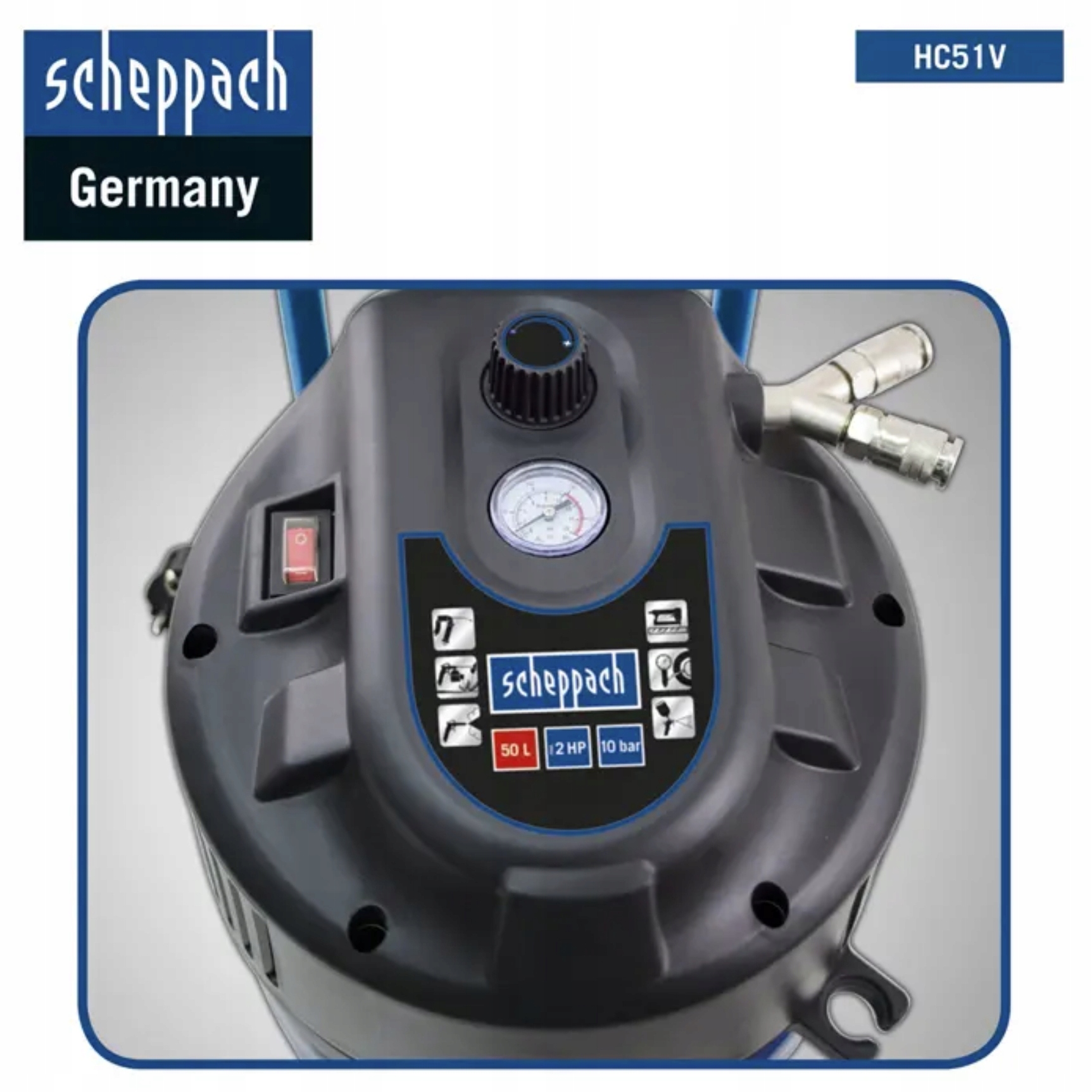 Scheppach Kompresor Pionowy Bezolejowy HC51V 50l 10 bar Marka Scheppach