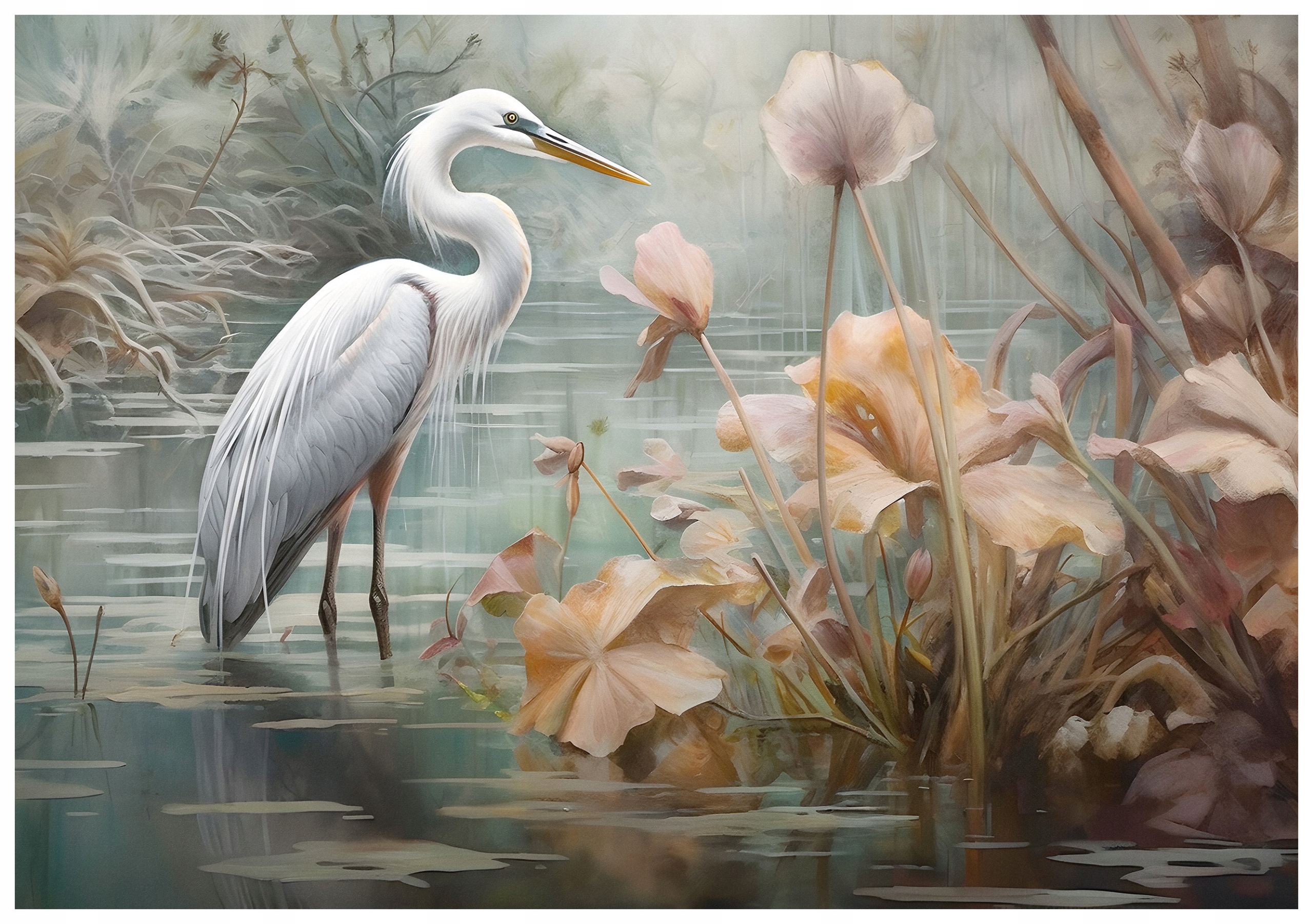 Fototapeta vlies Čapka rieka vodné ľalie Pokoj a príroda 350x250 lepidlo