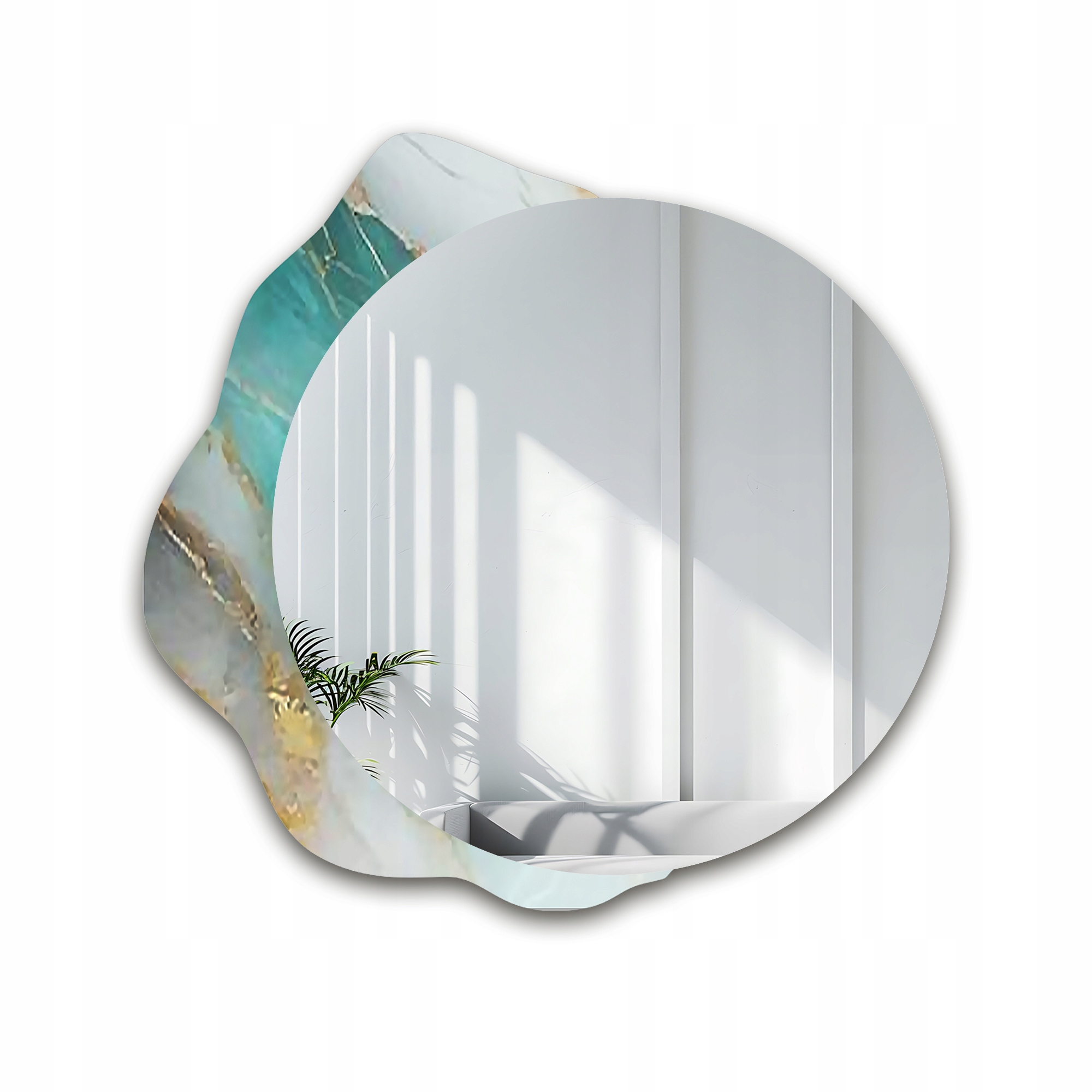 Zrcadlo kulaté Marble Ferro na nepravidelném zeleném mramoru 60x58