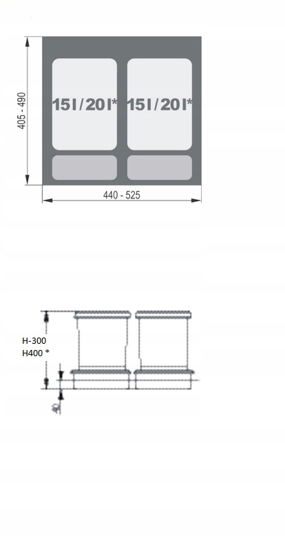 SORTOWNIK WKŁAD NA ODPADY PRACTIKO 60 2X15 L REJS Marka Rejs