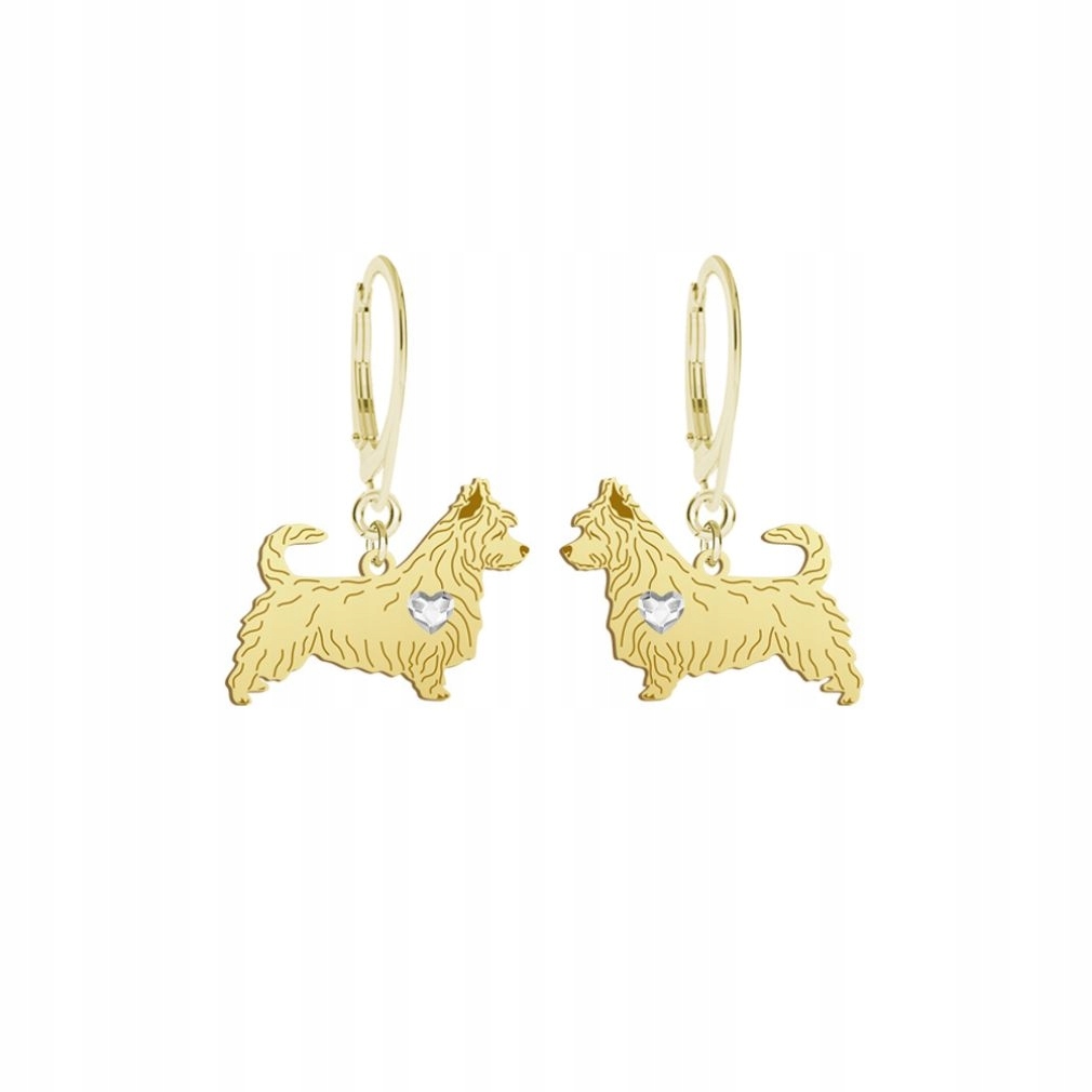 Náušnice Zlaté se psem Australský teriér 925 Dárek Žena Gravírování Bonus