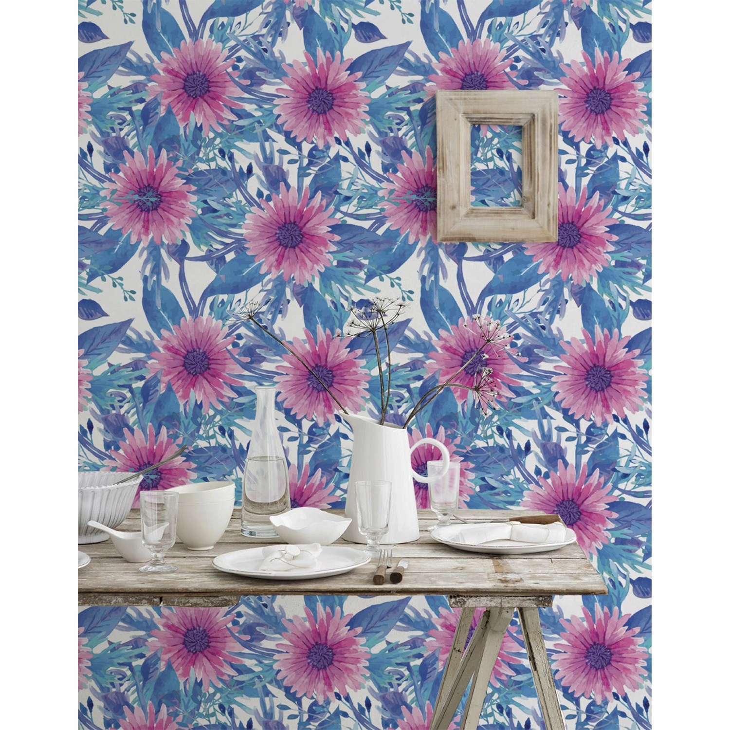 

Flizelina tapeta Subtelne chłodne kwiaty 254x184cm