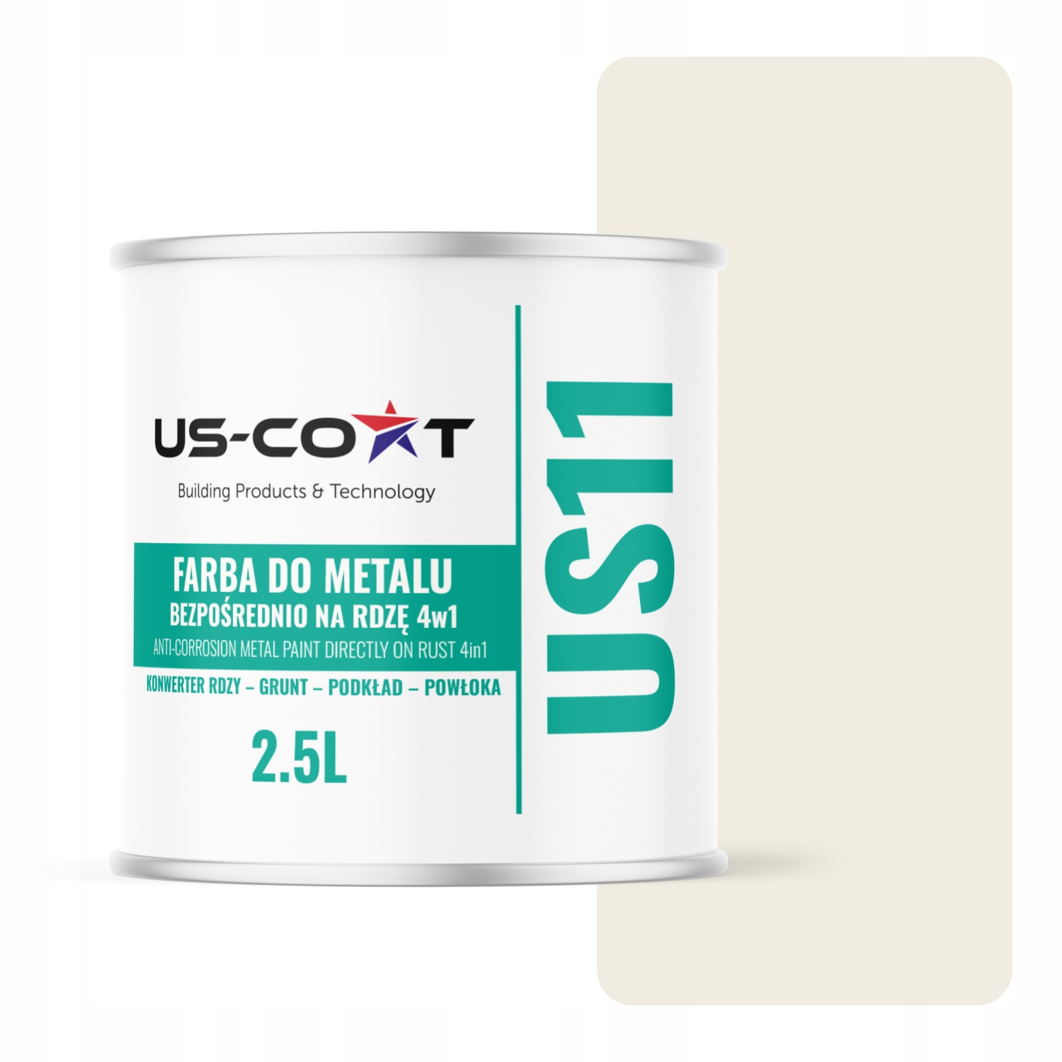 Farba Na Kov Na Hrdzu Aluminium 4v1 Biela Alpejská Ral 9010 Lesk 2,5L