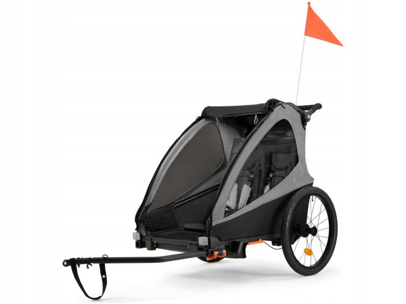 Przyczepka rowerowa Kinderkraft Nava Walk 2w1 60kg Pasy Czarno-szary