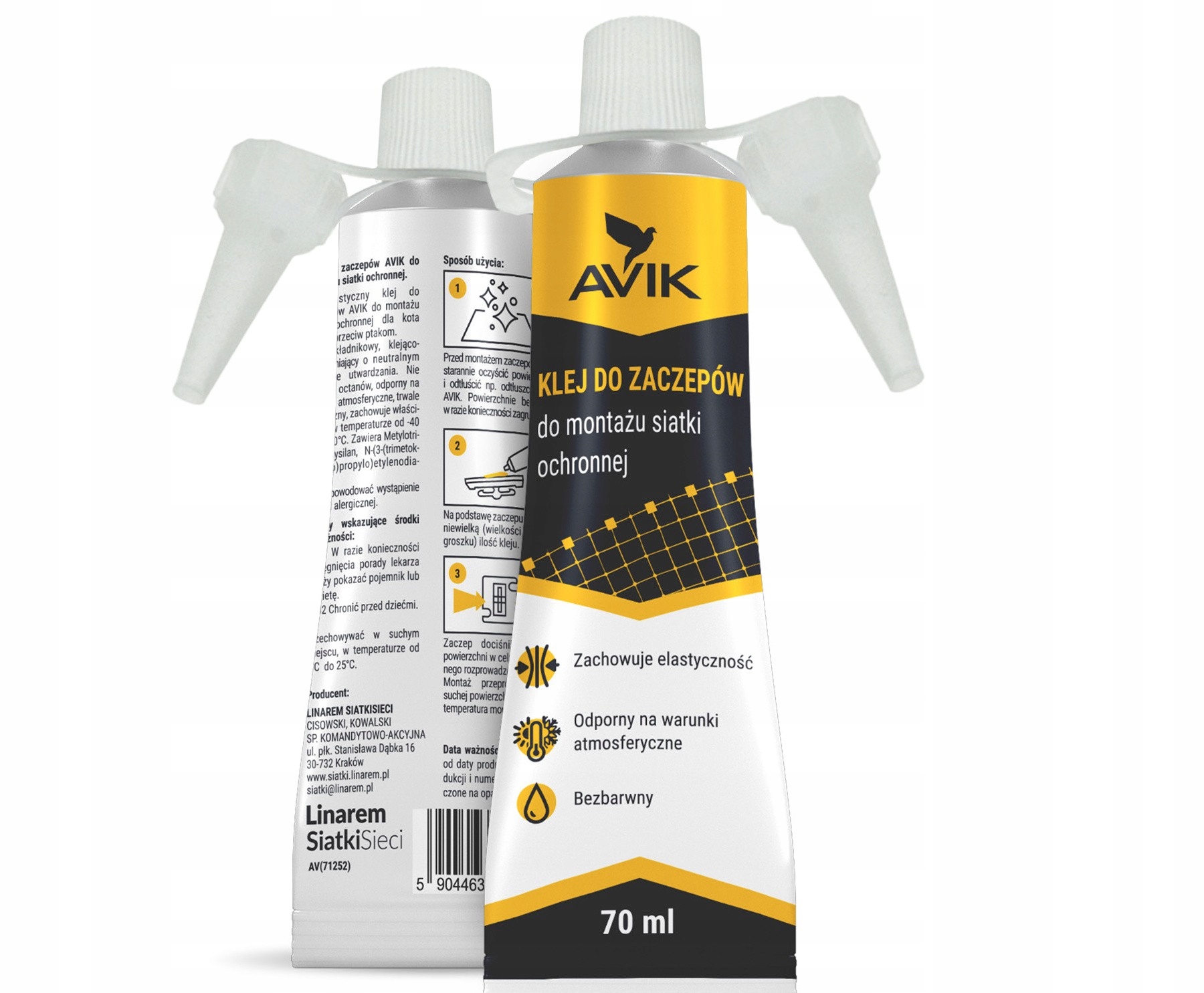 KLEJ 'AVIK' DO ZACZEPY BEZ WIERCENIA SIATKA DLA KOTA NA BALKON PTAKI