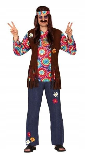 Kostým Hipis Hippie Barevný Děti Květiny L