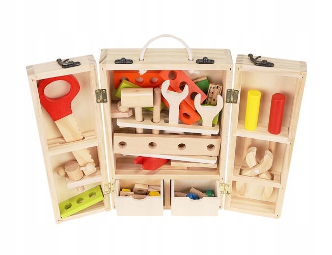 DREWNIANE NARZĘDZIA SKRZYNKA WARSZTAT DLA DZIECI Głębokość produktu 8 cm