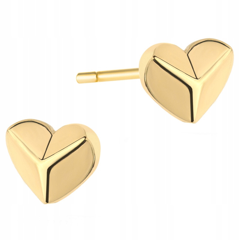 Krásné Zlaté Náušnice pr. 585 Srdce Srdíčka 3D