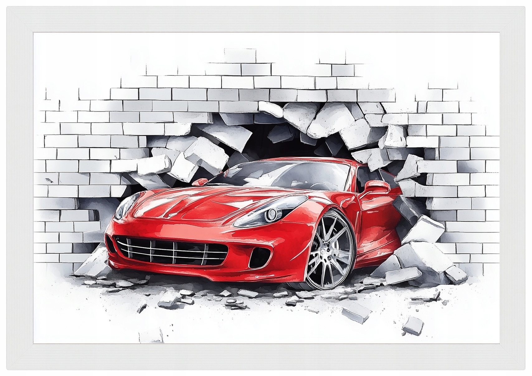 Plakát S Rámeček Rámem Červené Auto Ferrari 3D Nástěnná 60x40