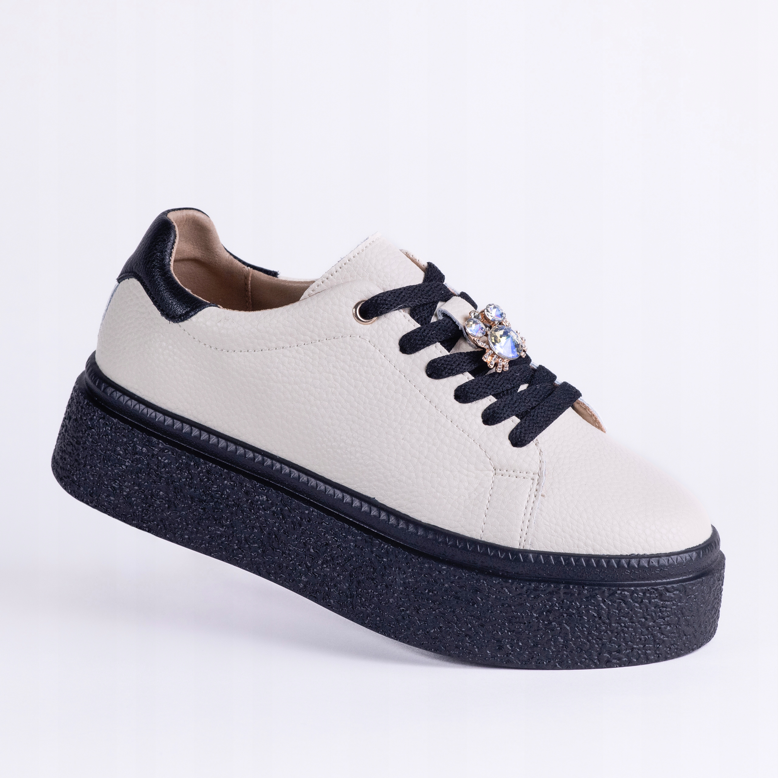 Dámské kožené tenisky Goodin GD-FT-117 platforma lehké černé, béžová 41