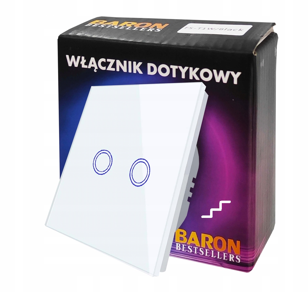 

Włącznik Podwójny Dotykowy Schodowy Biały Szkło