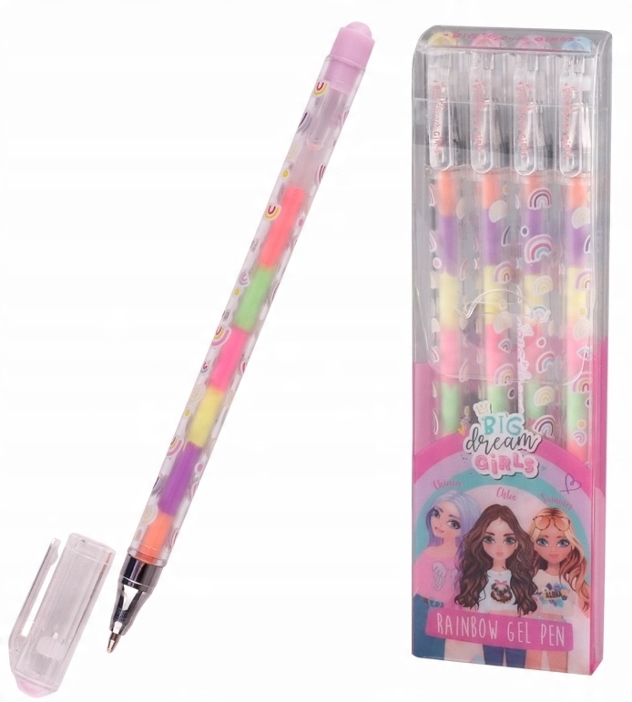 

Zestaw 4 długopisów żelowych 0.5 tęczowych fluo