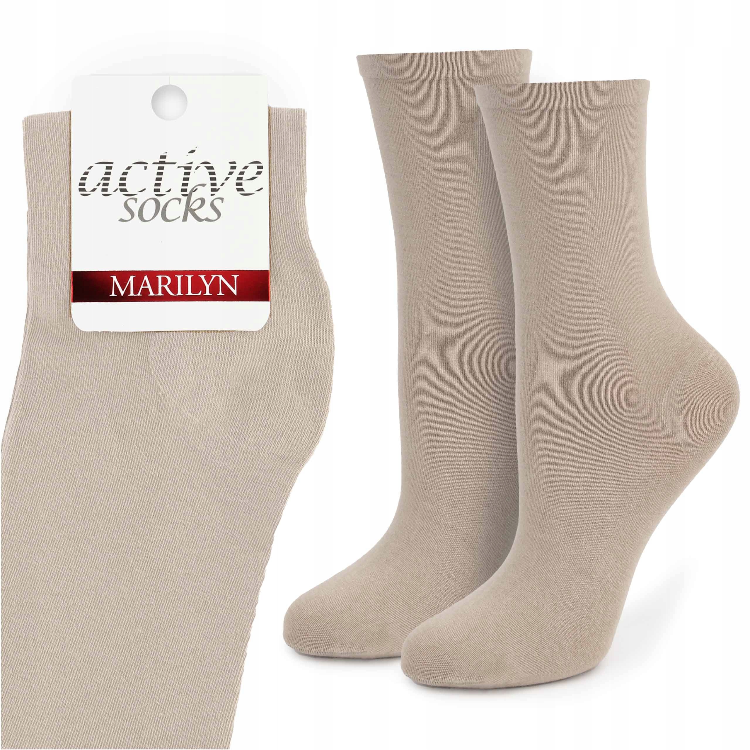Ponožky dámske bavlnené hladké béžové poľské active Forte 58 Marilyn