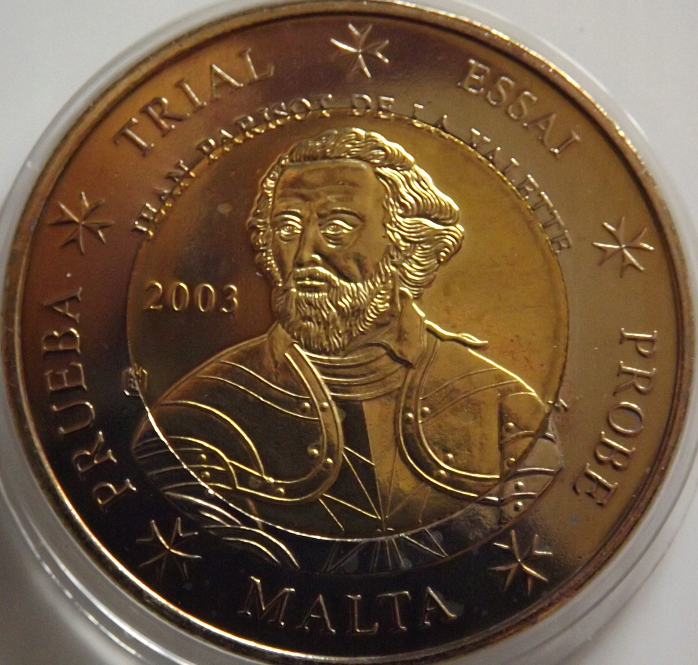 Malta 2 Euro Próba 2003 SPECIMEN , Jan z Valletty st. UNC-