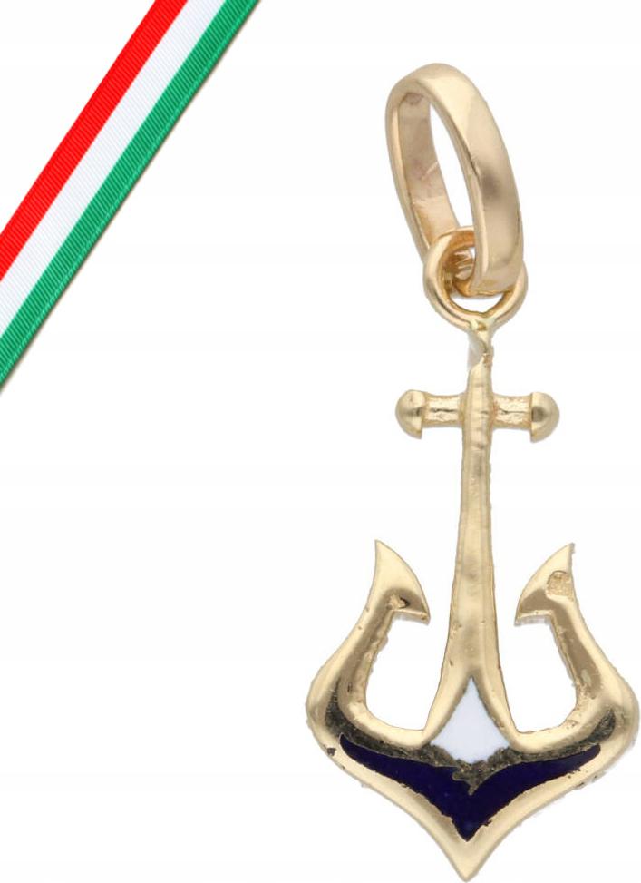 Zlatý přívěsek 585 zdobená kotva 2,57 g, moderní vzor přívěsku, módní