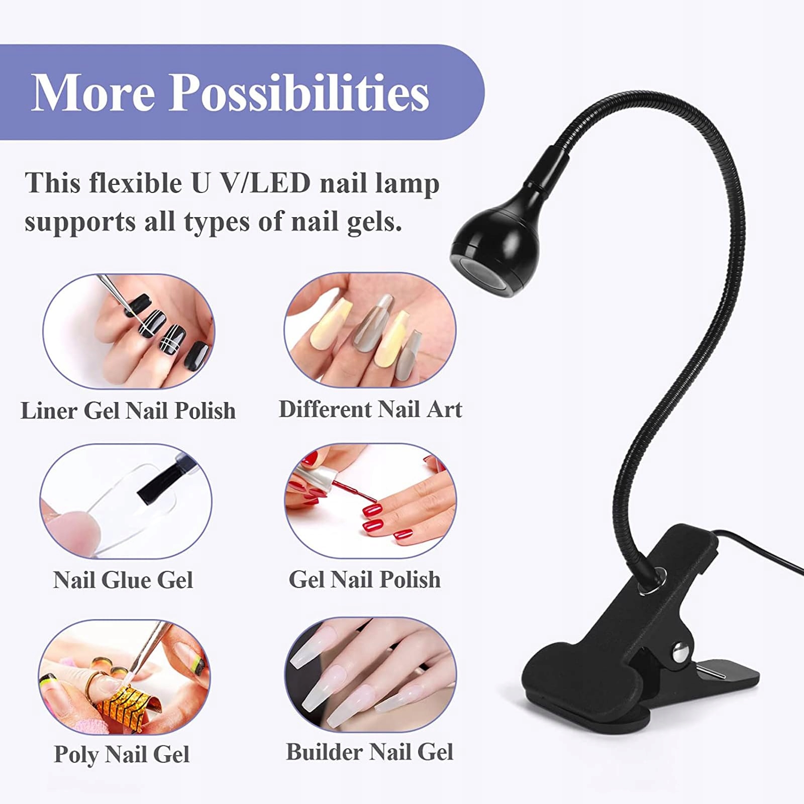SUNUV Lampa UV LED Do Paznokci Z Klipsem Do Manicure Żelowego — miniatura 3