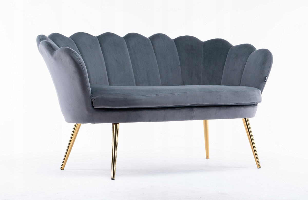 SOFA FREY GRAFIT WELUR ZŁOTE NOGI