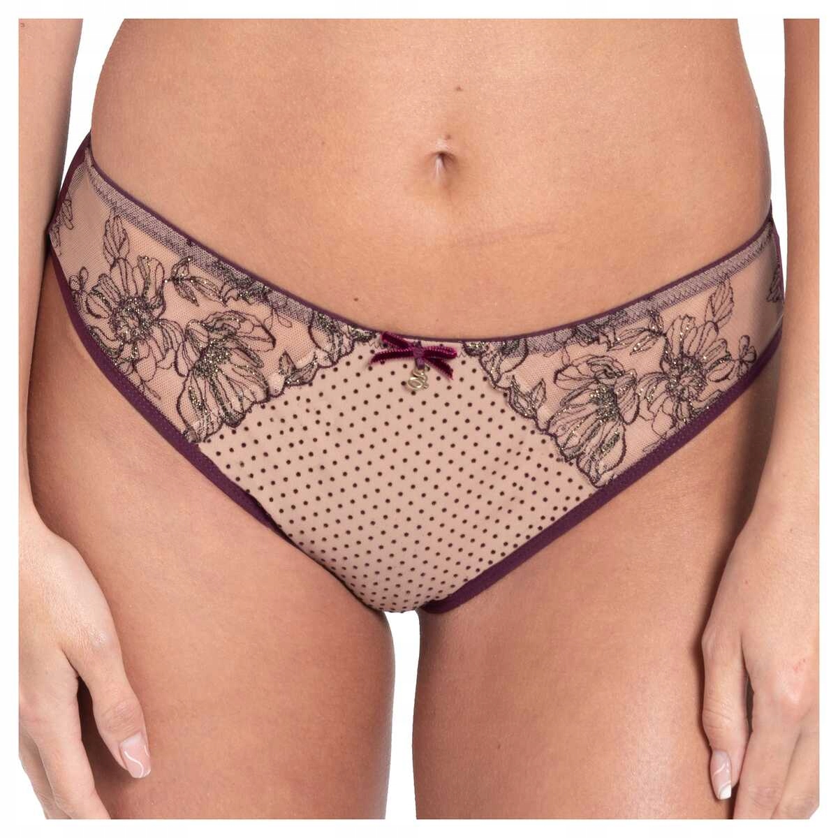 Samanta Kalhotky dámské tanga švýcarská výšivka Silvia M300 lilek L