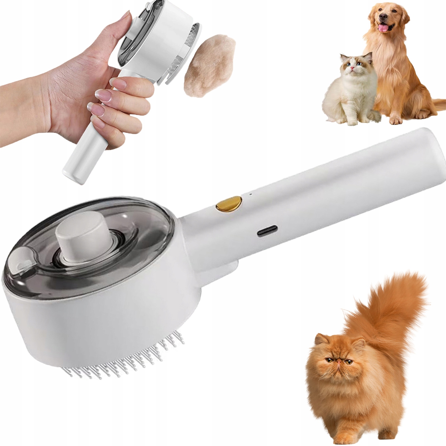Levně Parní Kartáč Na Srst S 30ML Nádržkou A Rozprašovačem, Antistatický Odstraňovač Srsti Pro Kočky