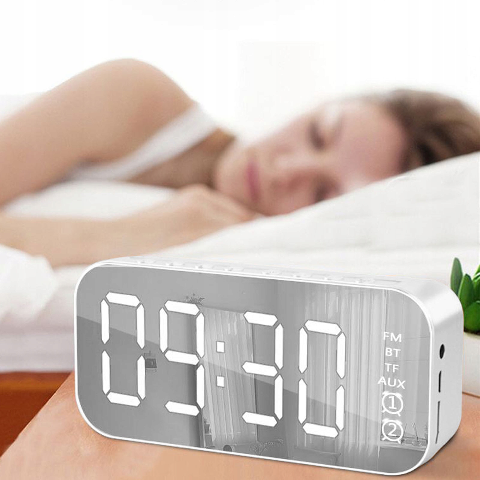 BUDZIK MŁODZIEŻOWY RADIOBUDZIK BLUETOOTH GŁOŚNIK Kolor biały