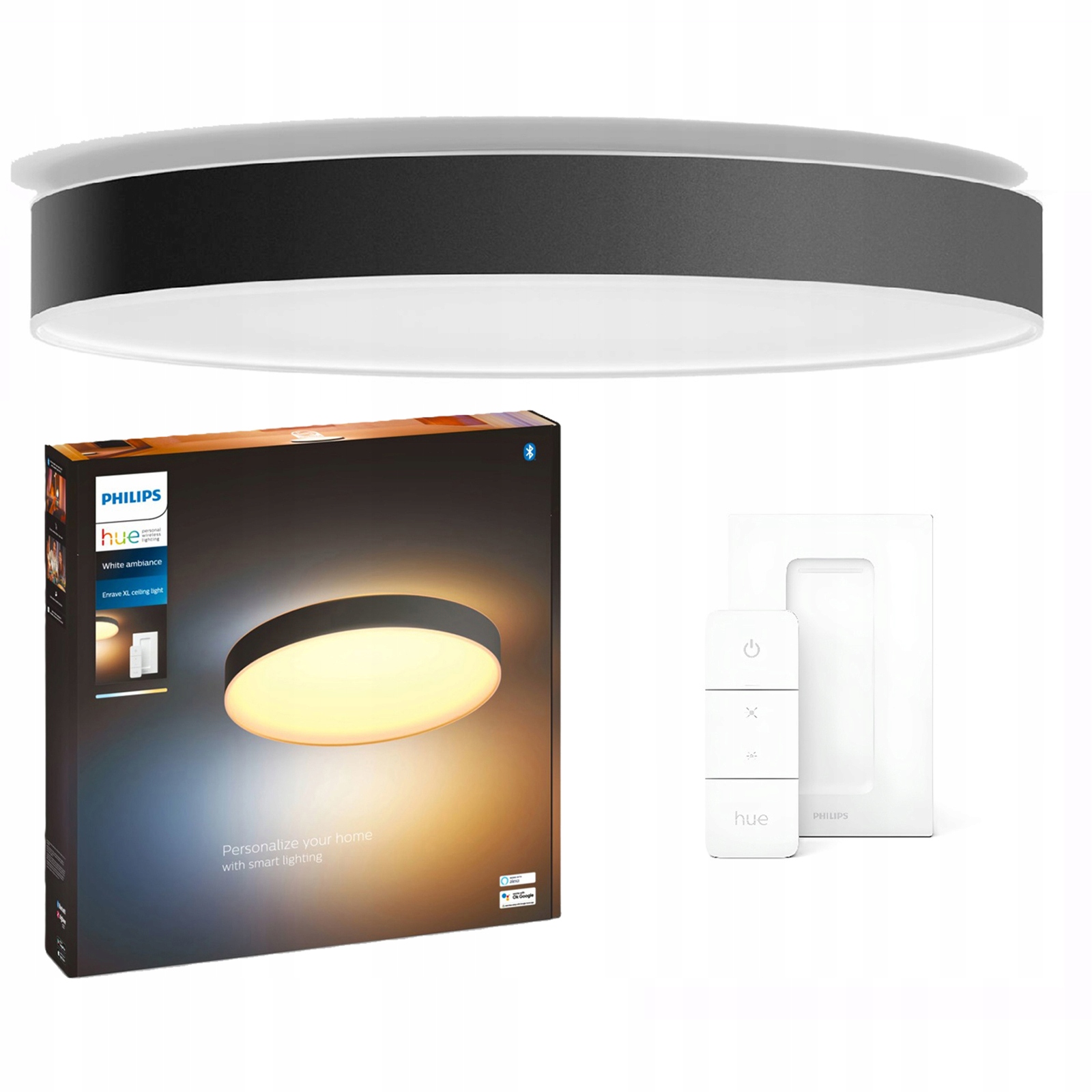 Lampa stropná Stropné Svietidlo nástenná 48W 55cm čierna Philips Hue diaľkový ovládač