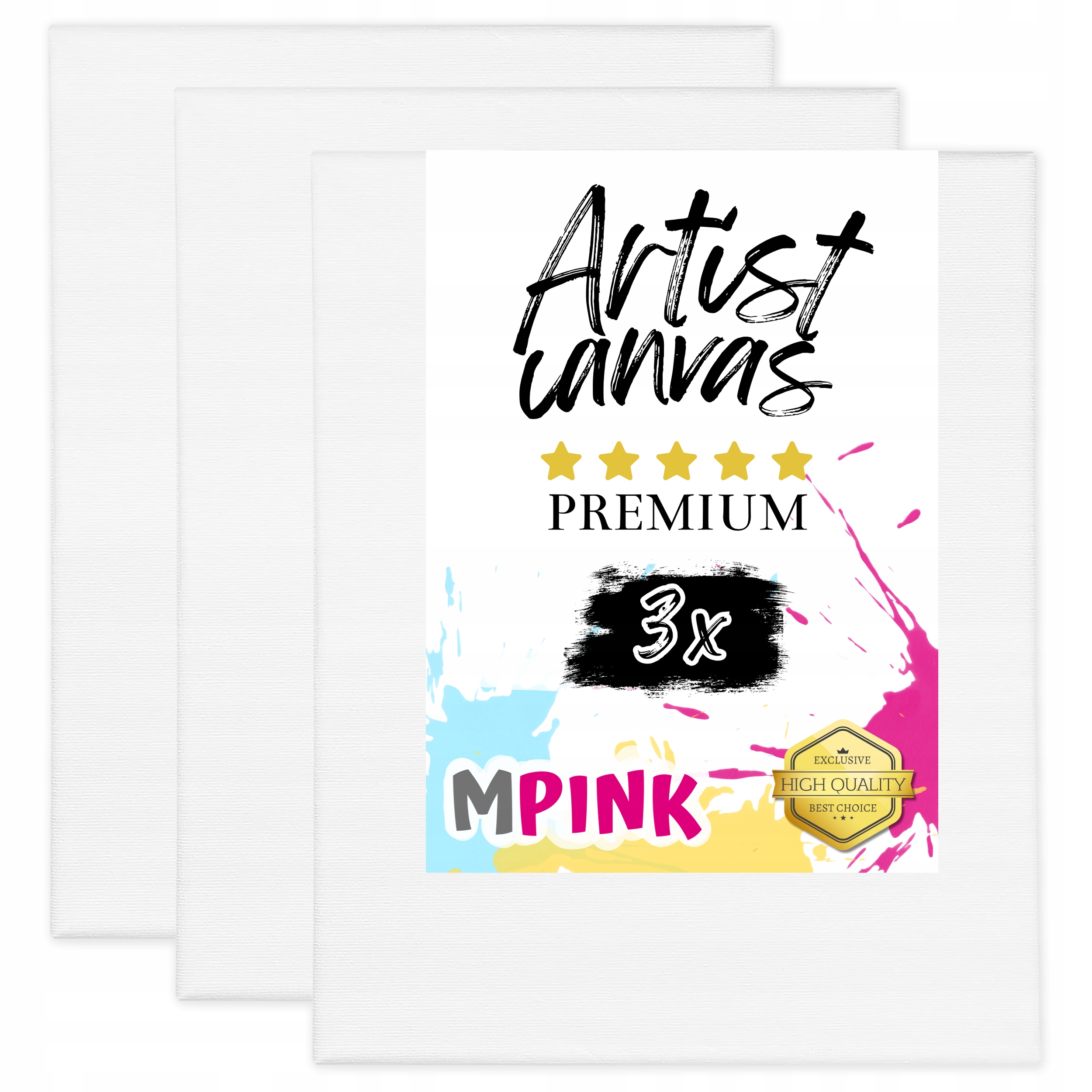 Sada 3 x Malířské Plátno 60 x 70 cm Bílé plátno Ideální pro malování