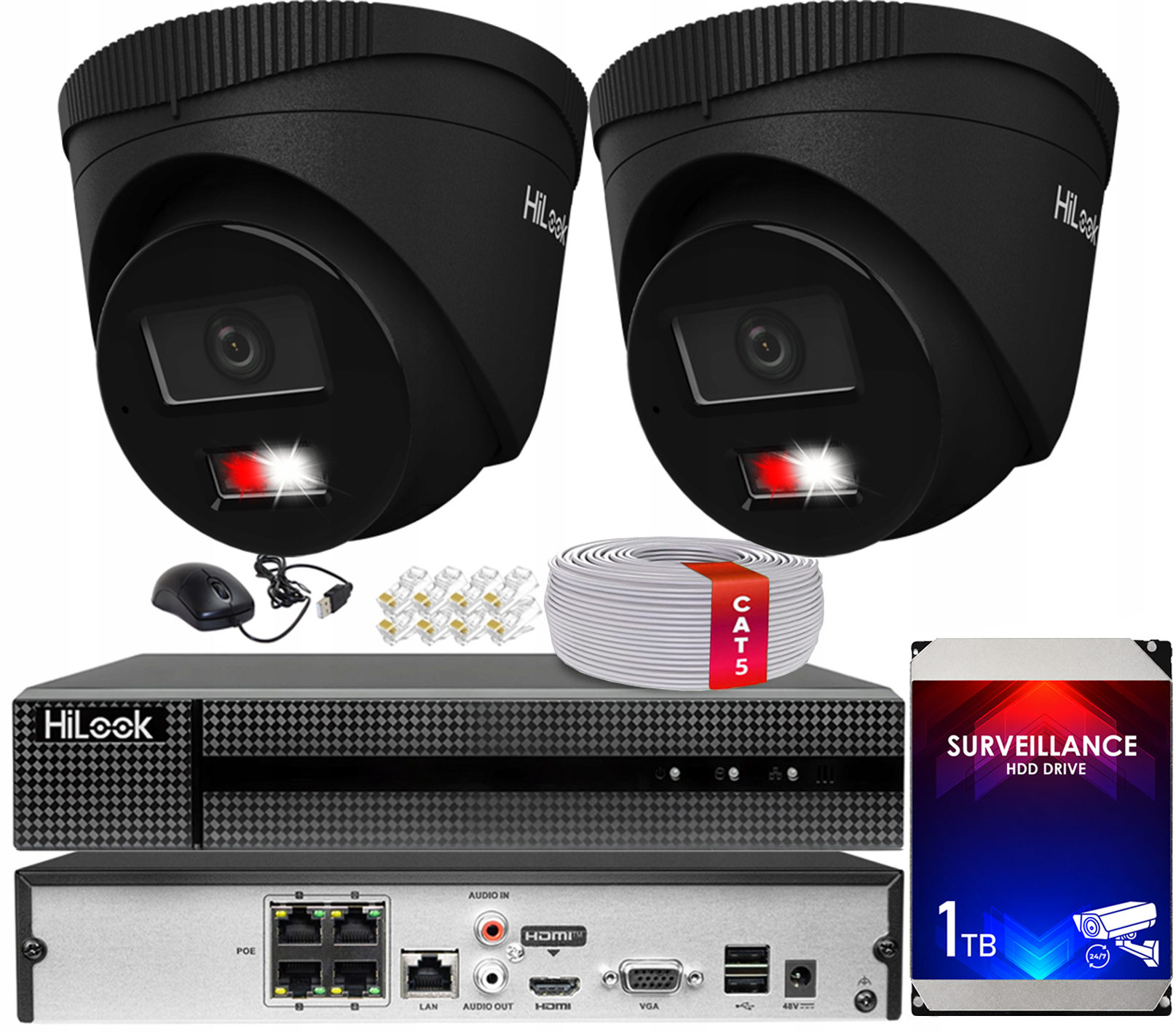 Monitorovací Sada 6 Mp 2 Kamery IPC-T260HA-LU Black Hilook By Hikvision PoE