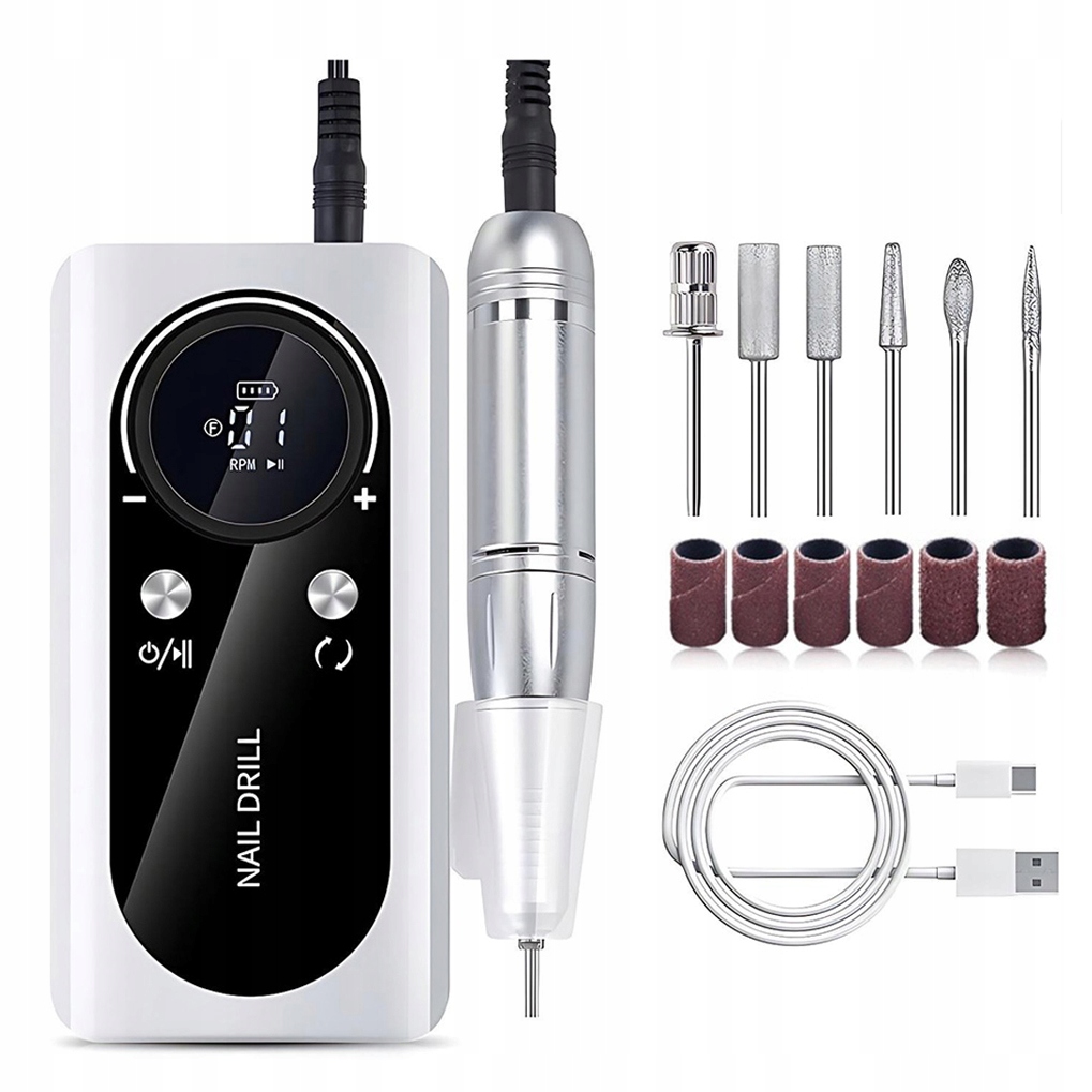 LCD Frezarka Do Paznokci 45000OBR/MIN Przenośna Do Skórek Martwych