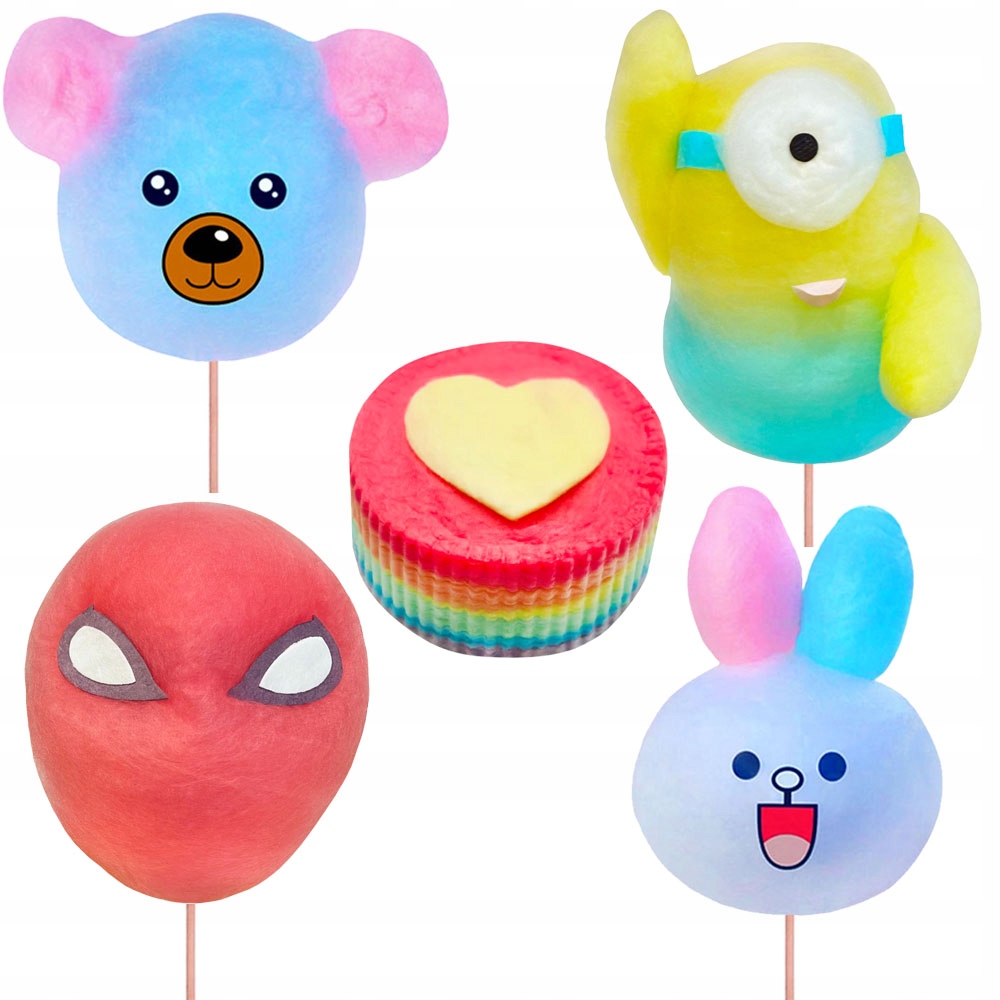 KOLOROWY Cukier do Waty Cukrowej do Maszyny Smakowy PATYCZKI ZESTAW 12x100g Marka inna