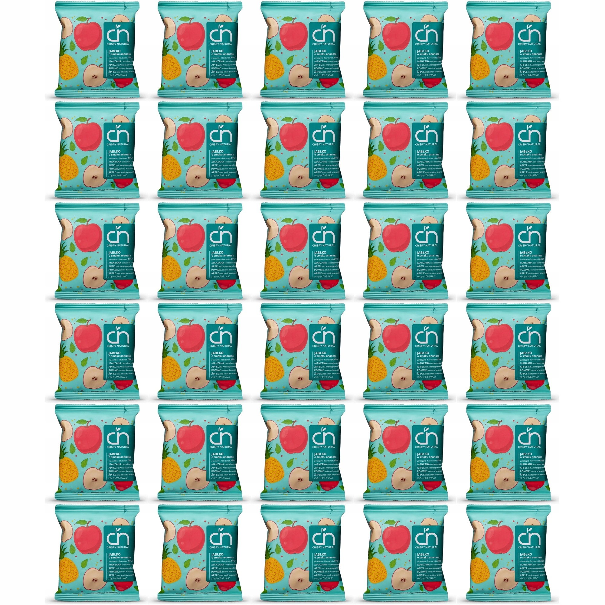 Zestaw Crispy Natural Jabłko o smaku ananasa Suszone chipsy z 30 szt.