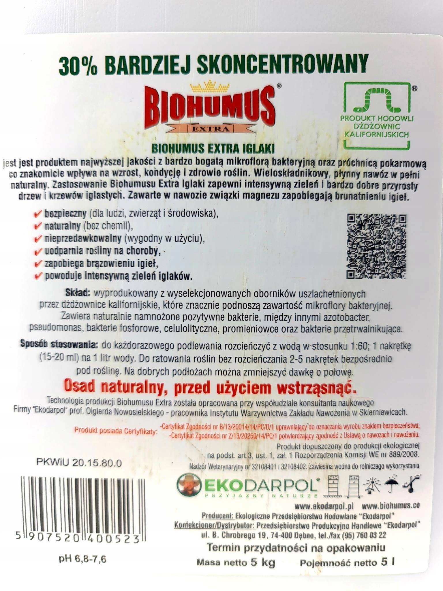 5L Biohumus Iglaki Nawóz płynny naturalny Tuje tui Kod producenta BIOHUMUS EXTRA IGLAKI 5 L