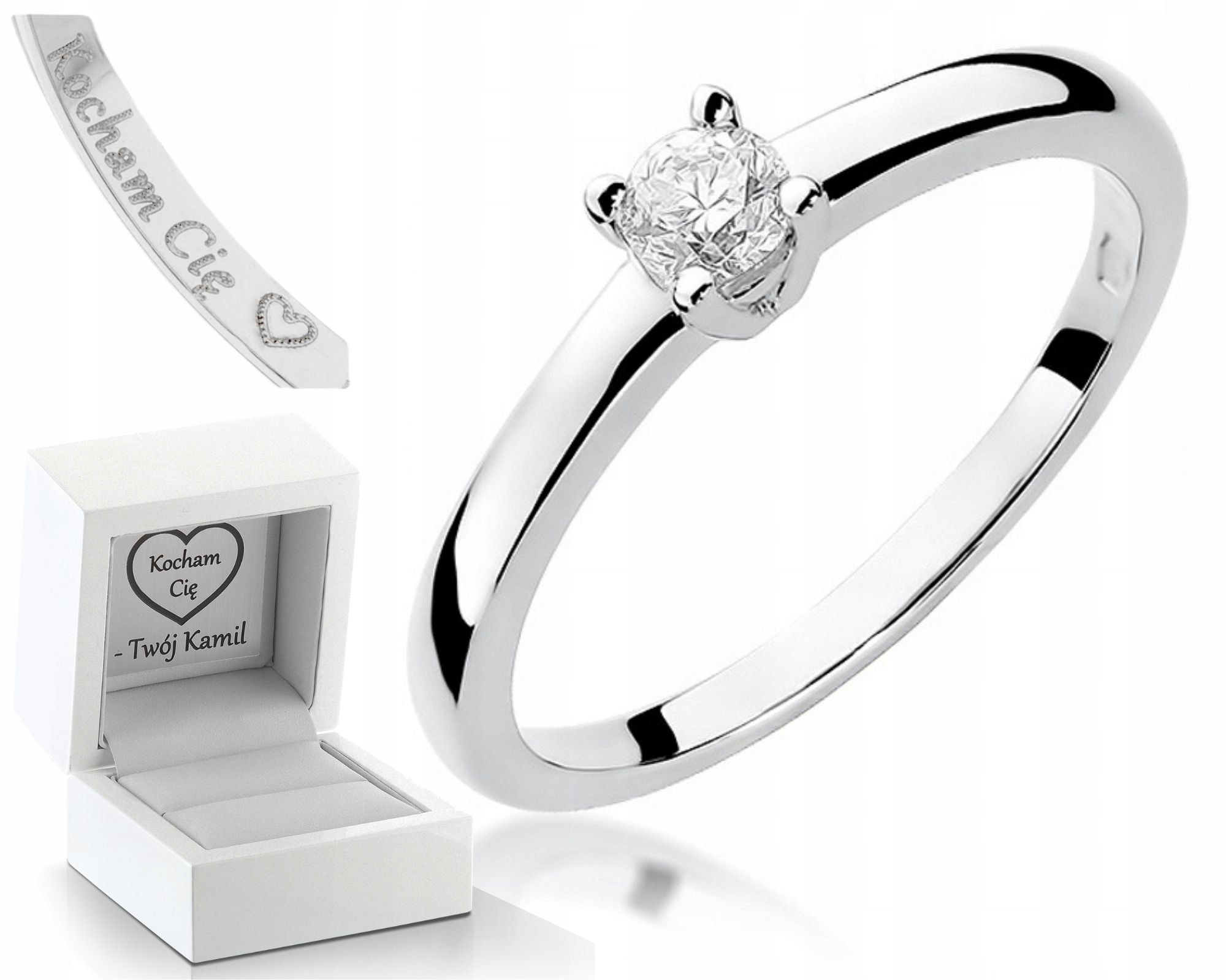 Zlatý Prstýnek S Briliantem 0,20 Ct Gravírování Pro Ženu