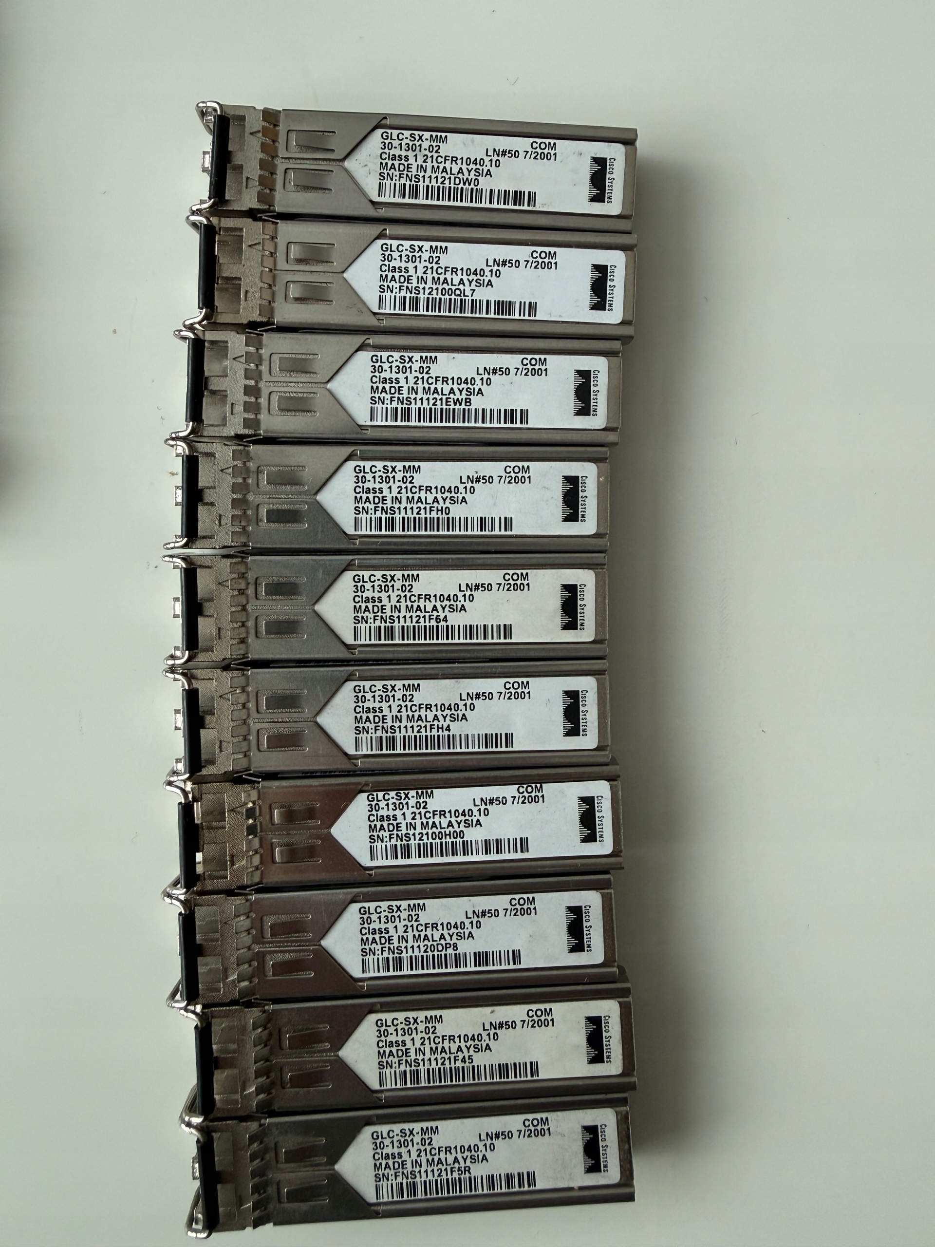 10× Moduł Cisco GLC-SX-MM 1000base-SX 1GB