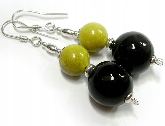 Turkus Onyks Krásné náušnice Stříbro