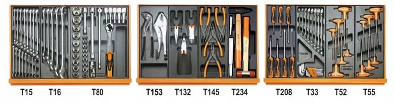 Zestaw 99 narzędzi we wkładach profilowanych twardych do obsługi pojazdów
