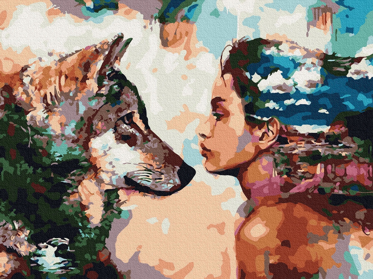 Malování podle čísel. Vlk a žena, 40x50 cm