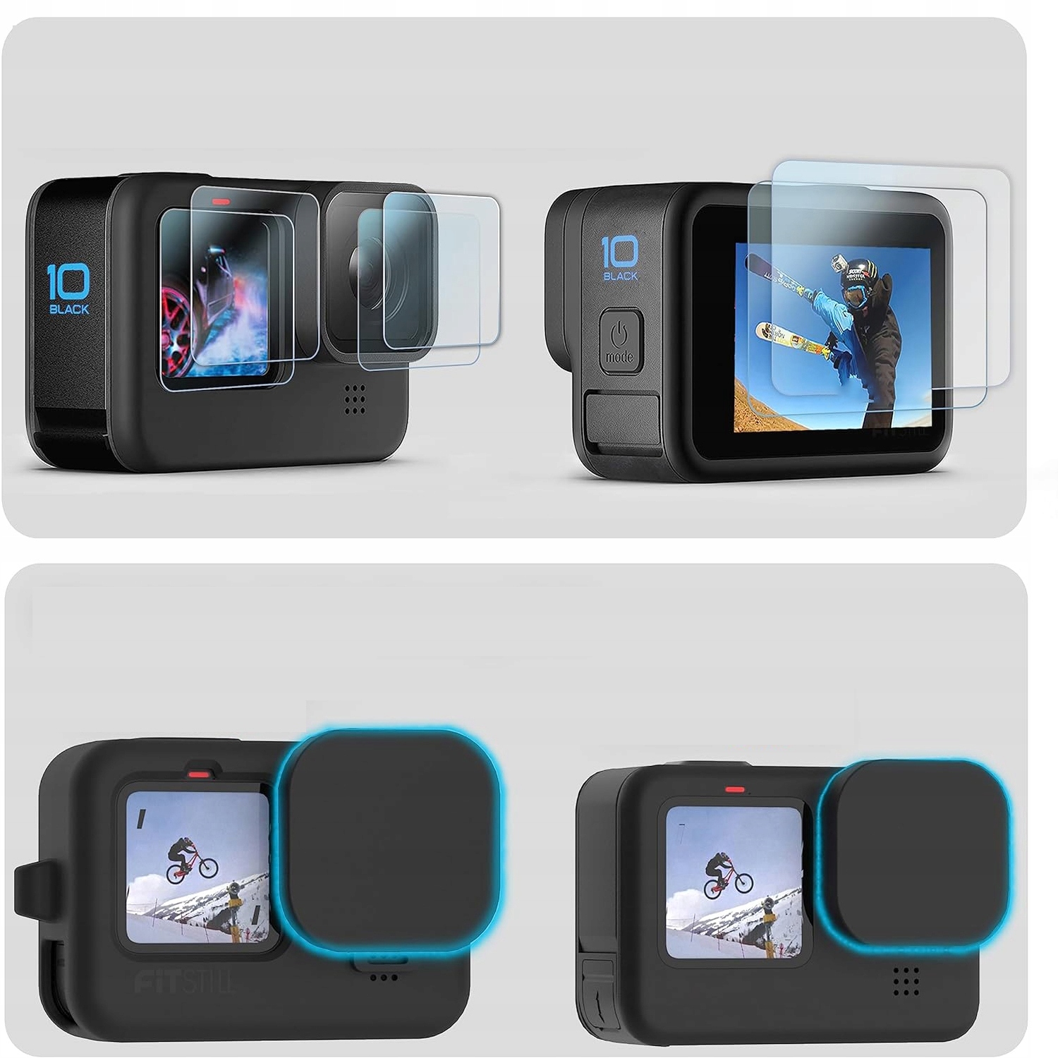 Etui ochronne silikonowe + Folia hartowana do GoPro Hero 12 11 10 9 Model GoPro Hero 12/11/10/9
