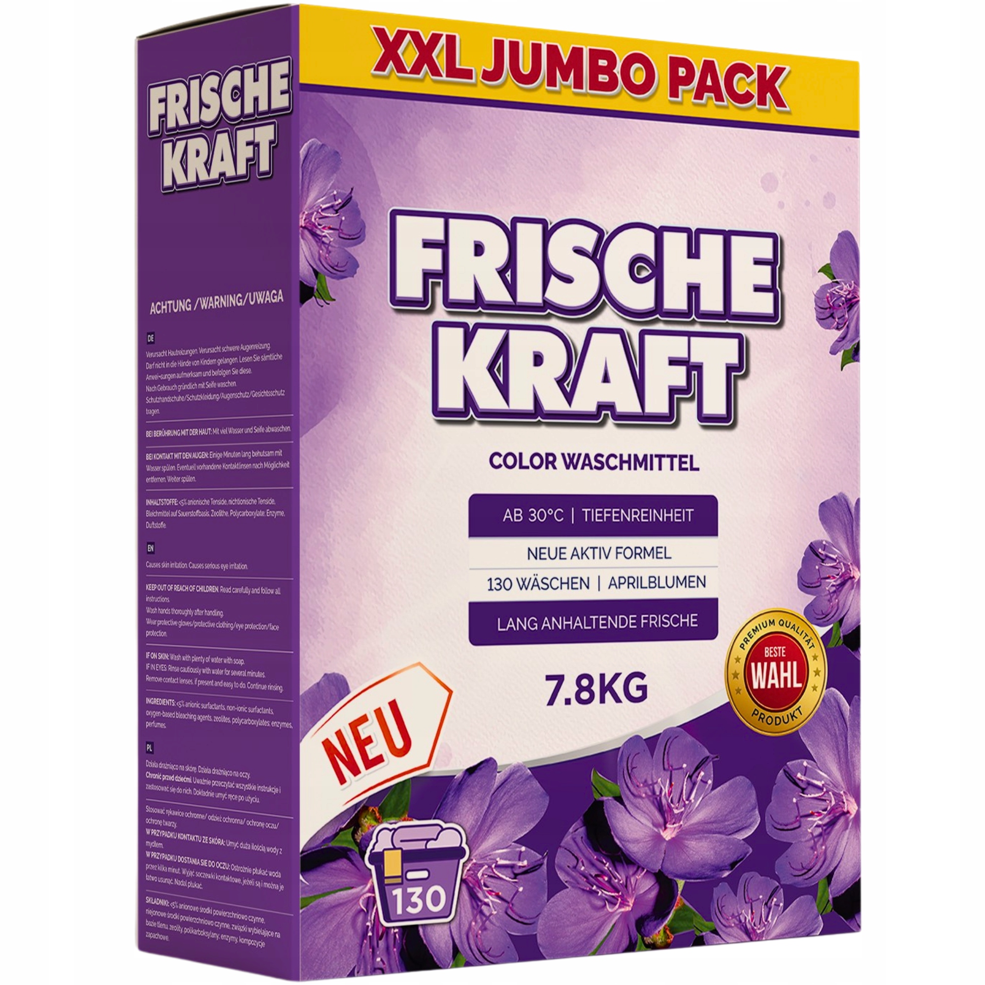 2x Prášek na praní barvy Frische Kraft 7,8 kg německý 130 praní