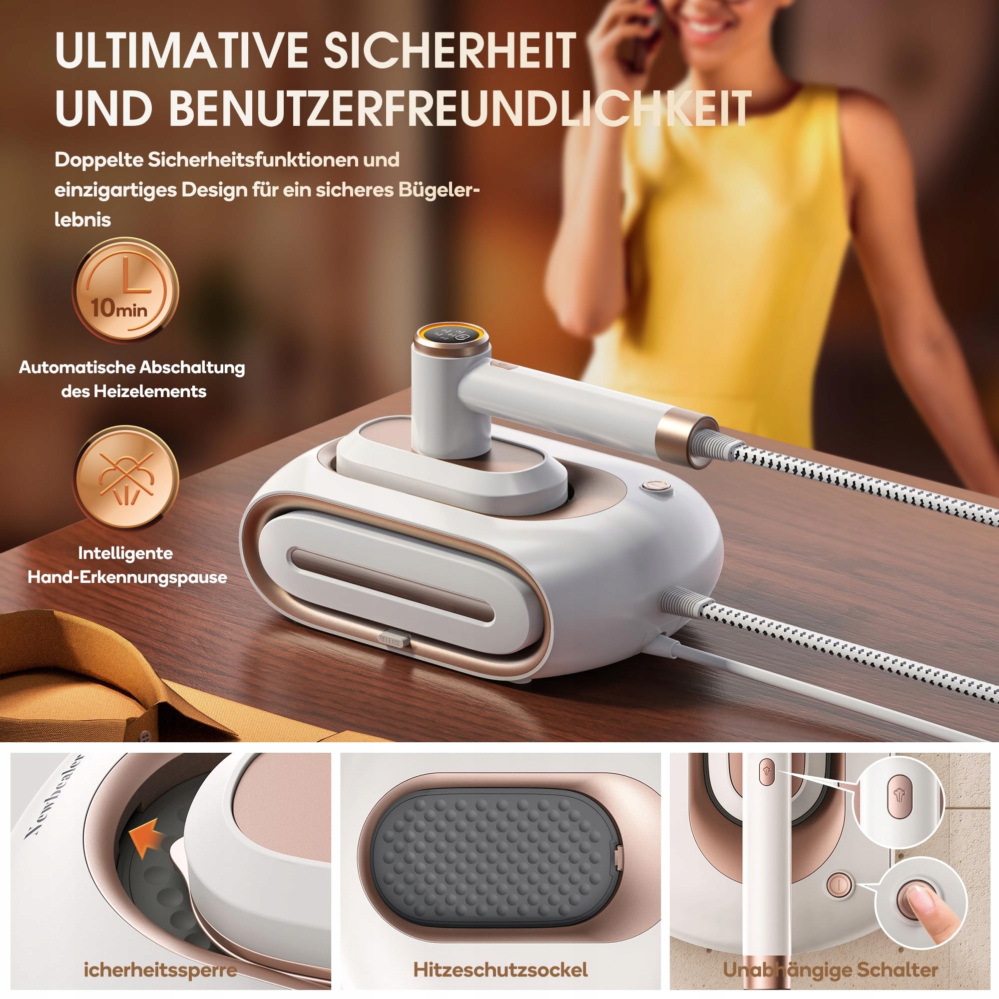 NEWBEALER Stacja Parowa 1600W, 3 Poziomy Pary, 1.2L Zbiornik — miniatura 7