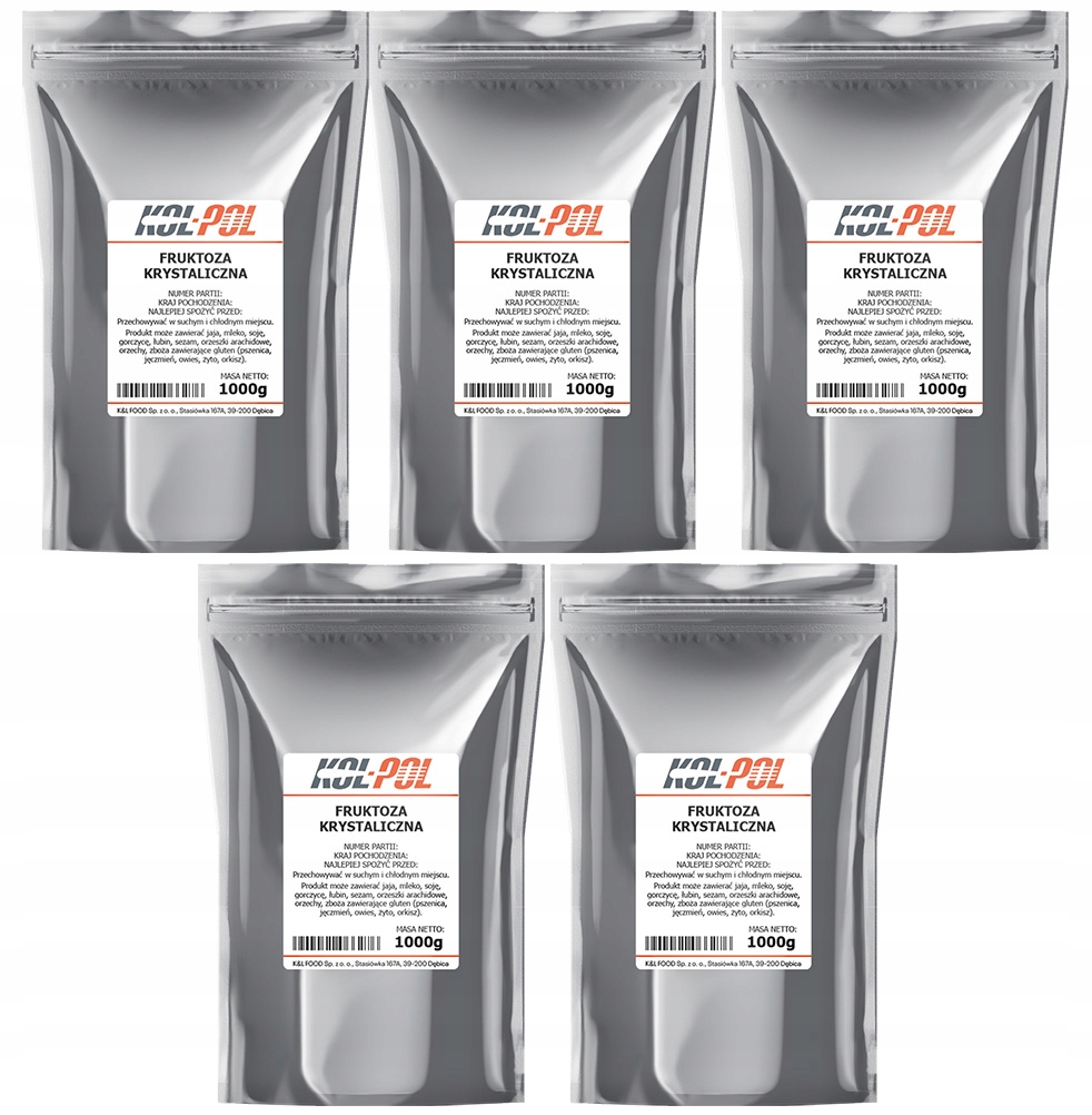 Levně Krystalická fruktóza 5 kg Cukr přírodní, vysoká kvalita Kol-Pol