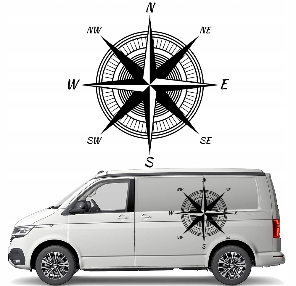 Samolepka Grafika pro karavan Kompas Růže Větrů 92x90