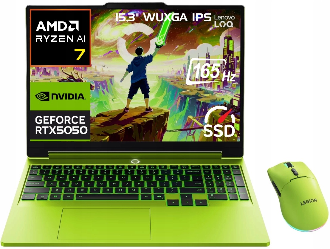 Laptop Lenovo Loq 15 165Hz Ryzen 7 DDR5 16GB 1500GB RTX5050 W11+ Smartwatch