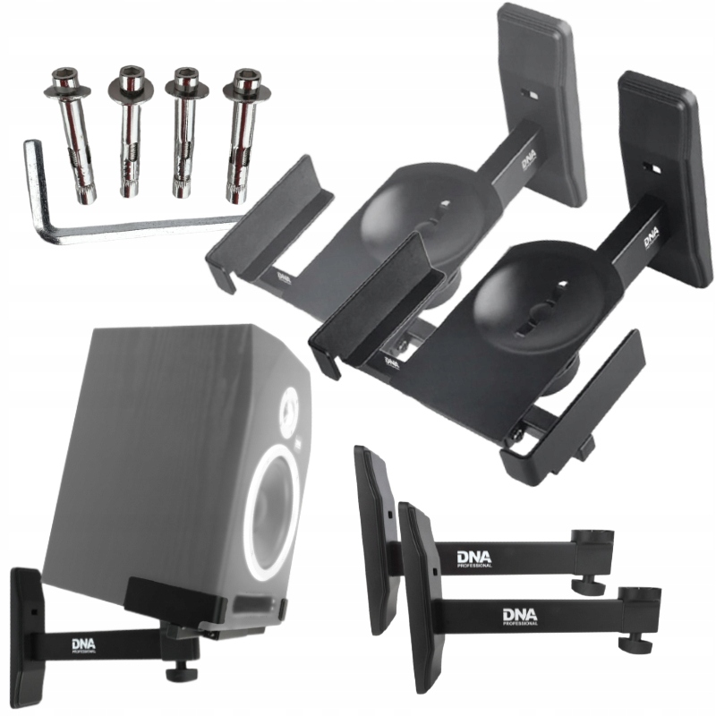 Uchwyty Głośnikowe Naścienne Regulowane Obrotowe Bezinwazyjne Do 20KG Para