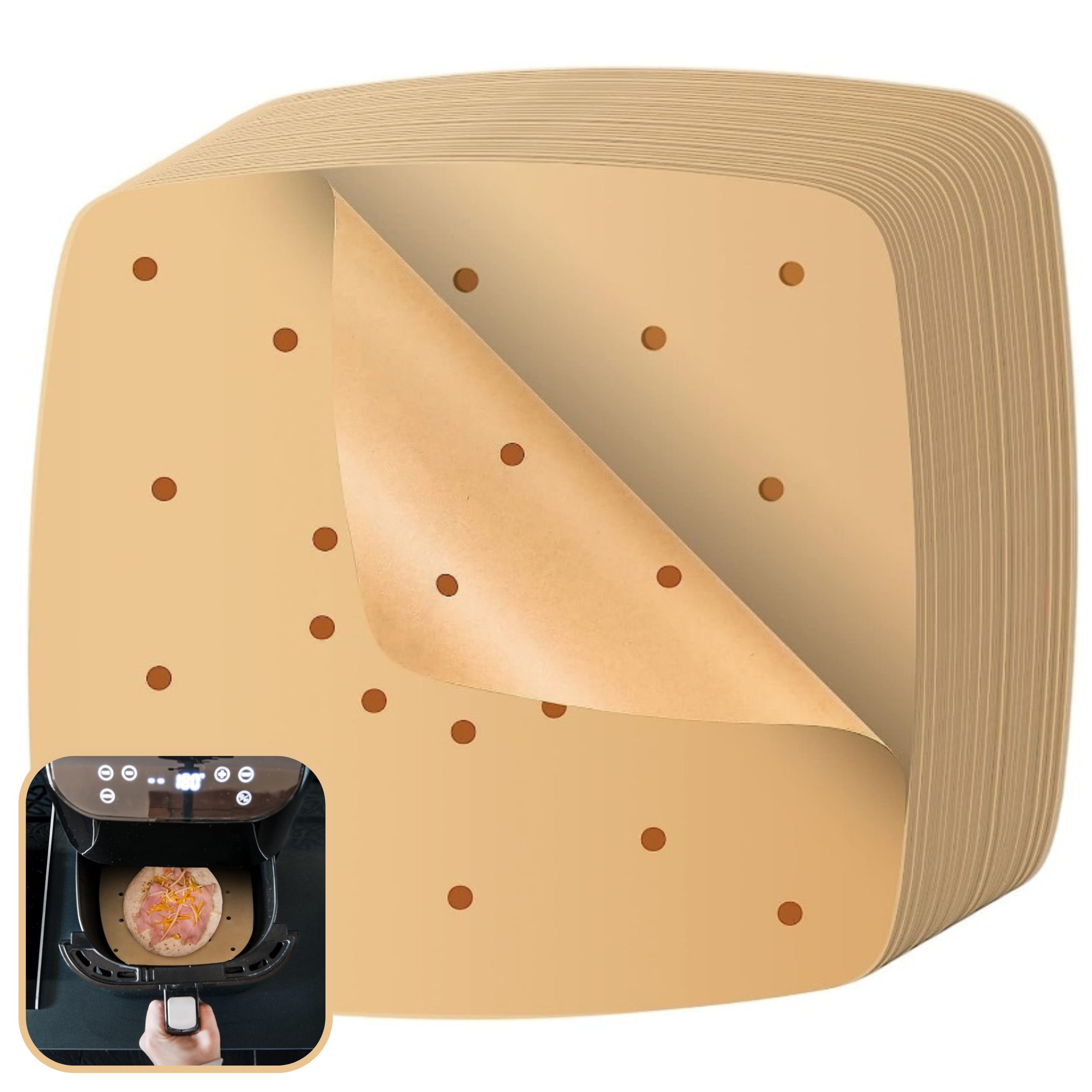 PAPIER DO PIECZENIA DO FRYTKOWNICY AIR FRYER WKŁADKI ZESTAW 100 SZTUK