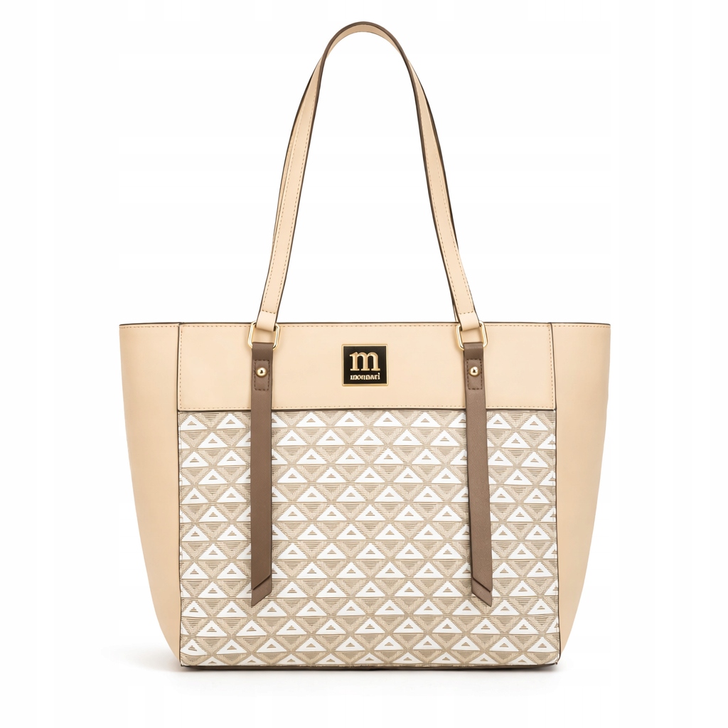 Torebka damska Monnari shopper beżowa duża A4 eko skóra Premium