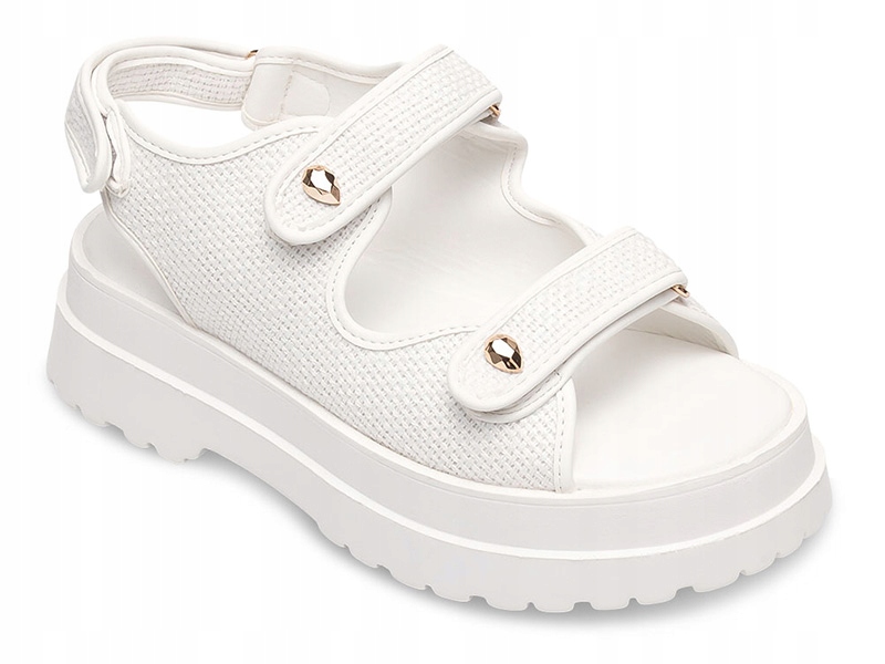 

Stylowe Sandały Damskie Na Rzepy Białe 40