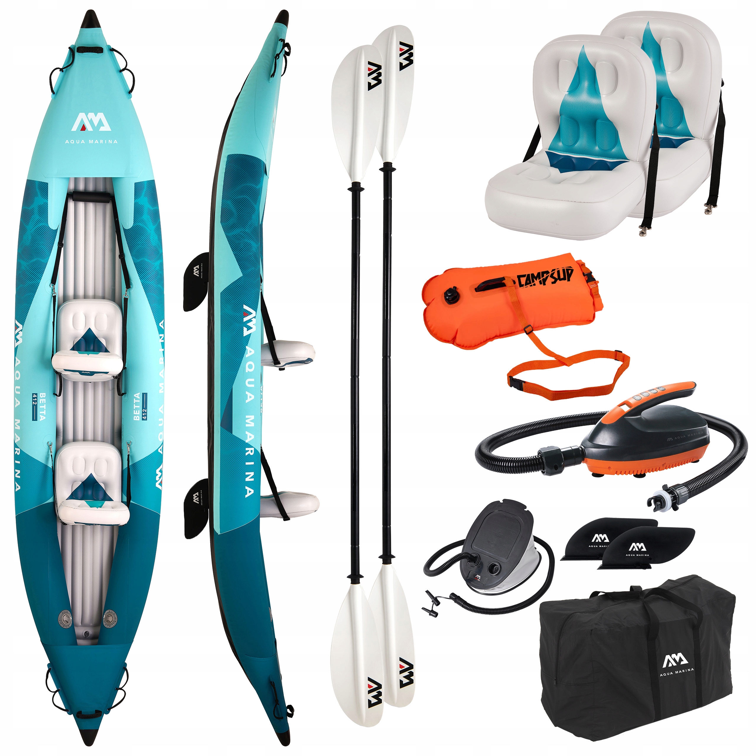 Kajak Aqua Marina Betta 412 Blue 2026 2-osobowy +Pompka elektryczna +Bojka