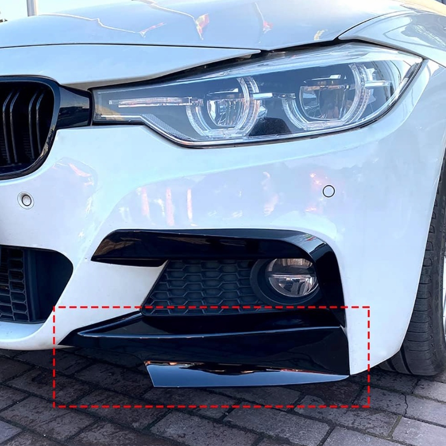 Bmw F30 F31 M Sport Flapsy Černý Lesk Splitter Přední Krytka Nárazníku