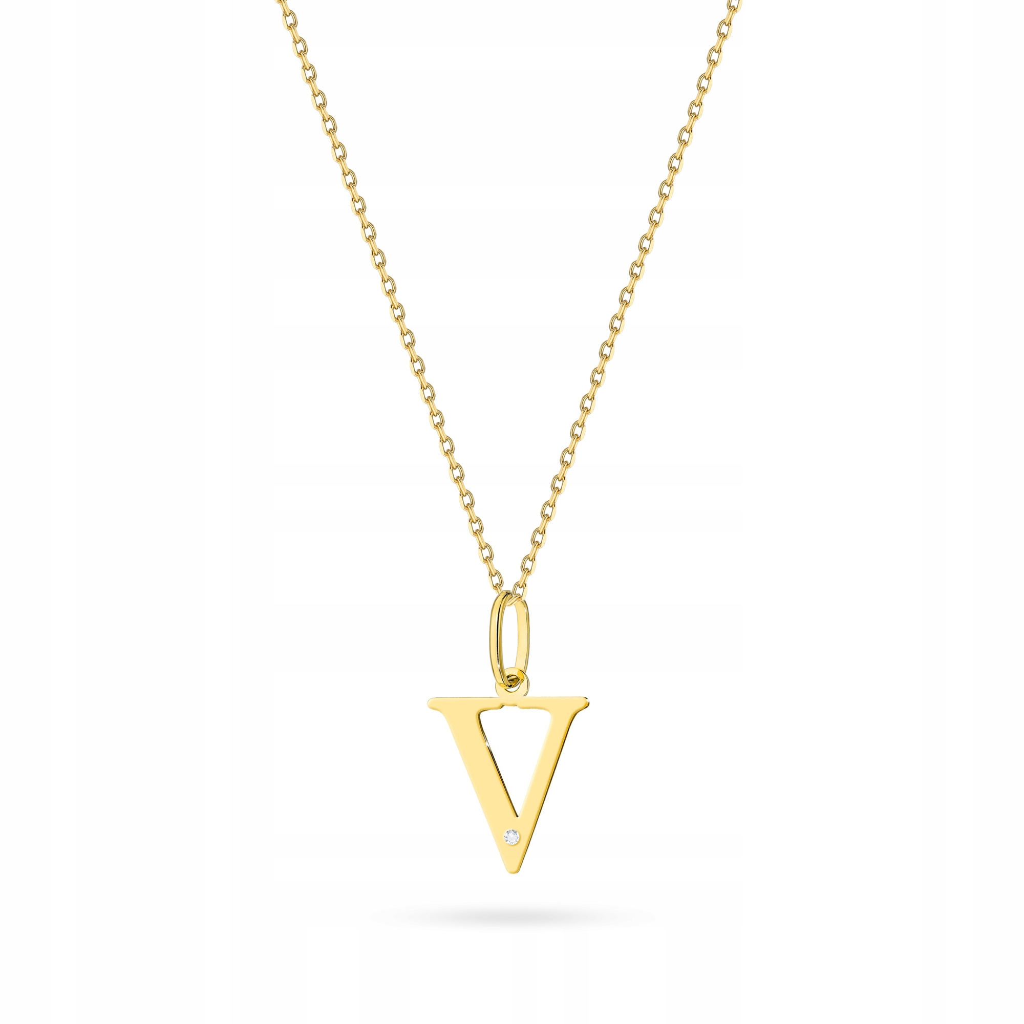 Zlatý Náhrdelník 585 Písmenko V s Briliantem 0,005 ct