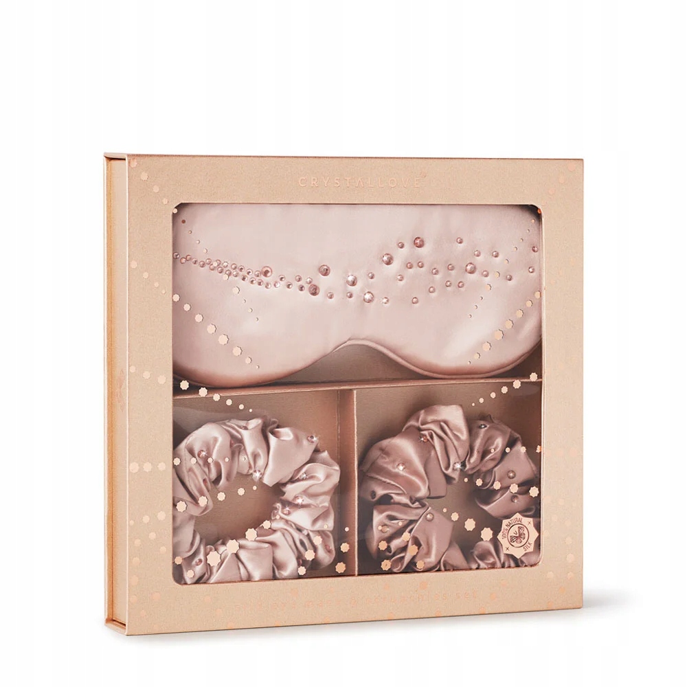 Crystallove Hedvábná maska na oči a sada gumiček do vlasů limitovaná edice